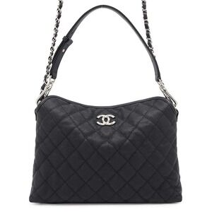 Chanel Chain Shoulder Bag Coco Mark Matelasse Hobo Black